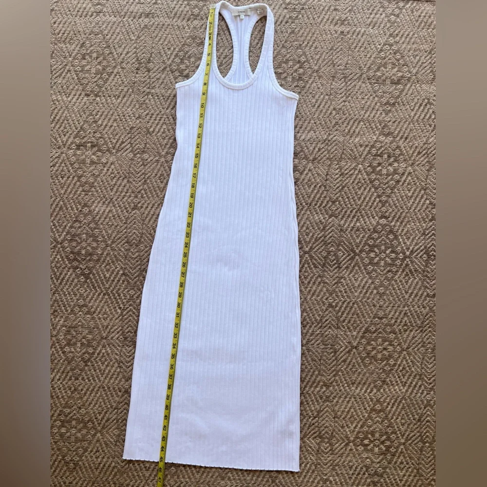 Vince Ribbed Racerback Midi Dress White Cotton Blend Womens XS
